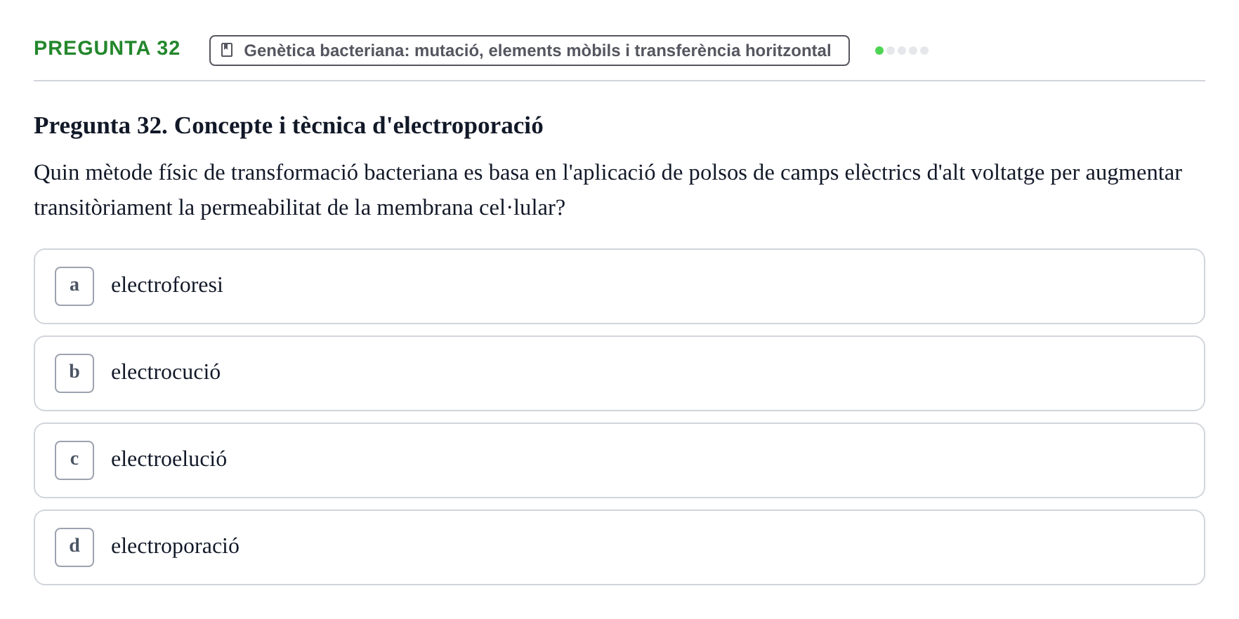 Enunciado: Pregunta 32 · Microbiología I UB Examen Segon Parcial. Microbiologia I