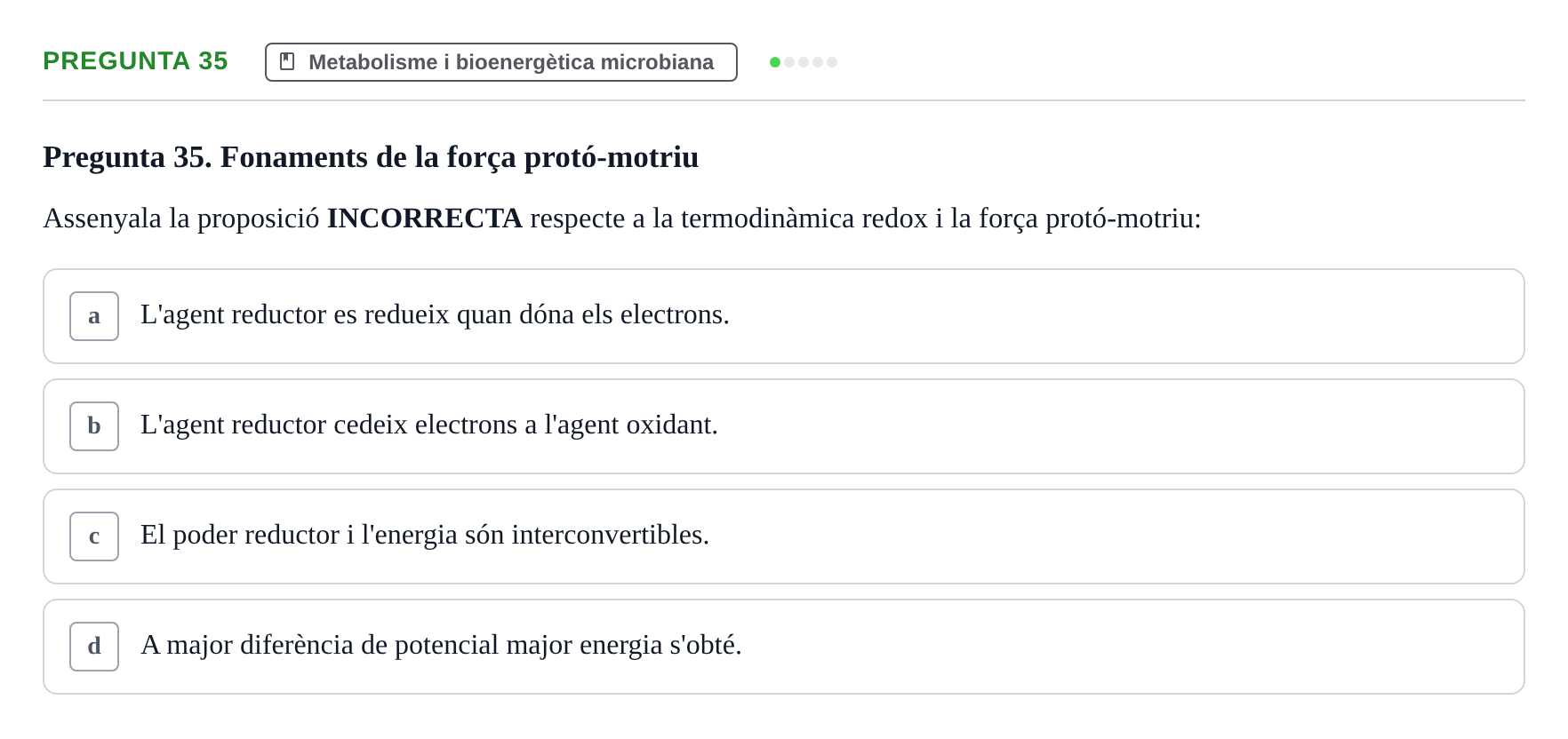Enunciado: Pregunta 35 · Microbiología I UB Examen Segon Parcial. Microbiologia I