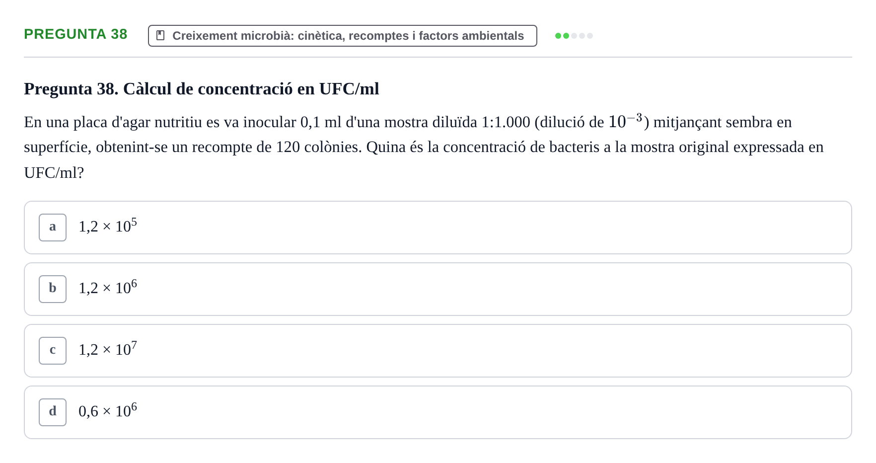 Enunciado: Pregunta 38 · Microbiología I UB Examen Segon Parcial. Microbiologia I