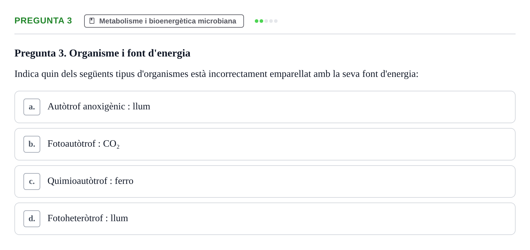 Enunciado: Pregunta 3 · Microbiología I UB Examen Segon Parcial. Microbiologia I