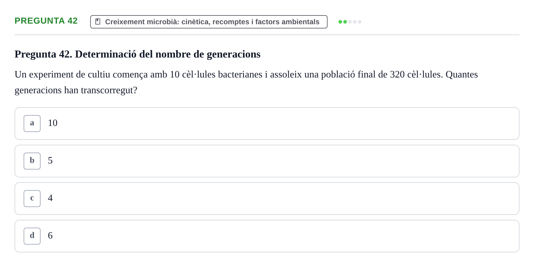 Enunciado: Pregunta 42 · Microbiología I UB Examen Segon Parcial. Microbiologia I