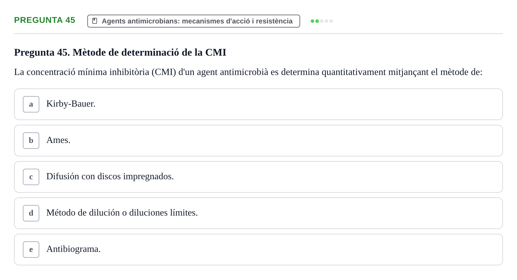 Enunciado: Pregunta 45 · Microbiología I UB Examen Segon Parcial. Microbiologia I