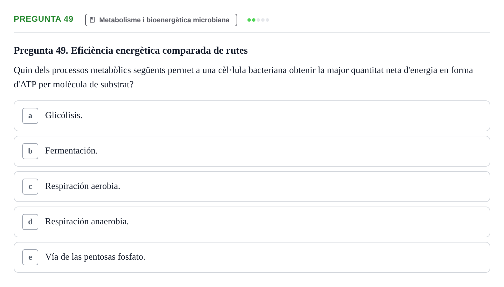 Enunciado: Pregunta 49 · Microbiología I UB Examen Segon Parcial. Microbiologia I