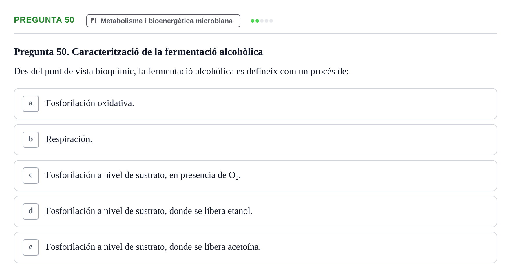 Enunciado: Pregunta 50 · Microbiología I UB Examen Segon Parcial. Microbiologia I