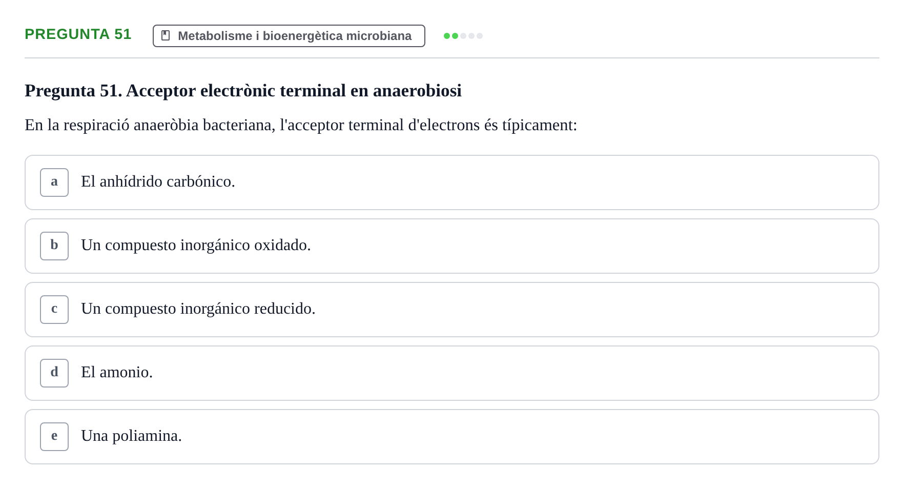 Enunciado: Pregunta 51 · Microbiología I UB Examen Segon Parcial. Microbiologia I