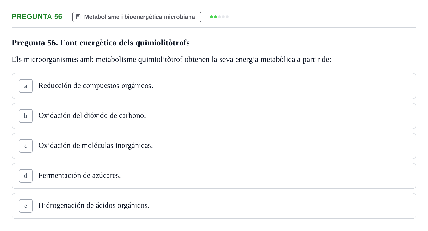 Enunciado: Pregunta 56 · Microbiología I UB Examen Segon Parcial. Microbiologia I