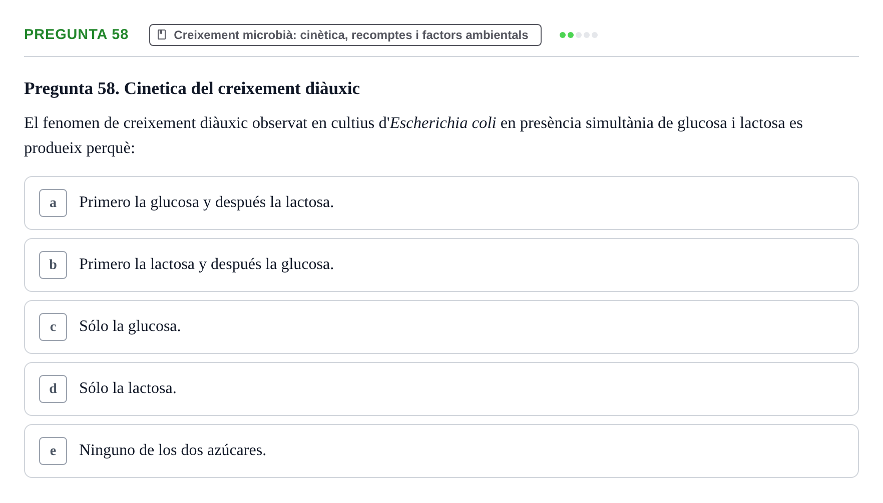 Enunciado: Pregunta 58 · Microbiología I UB Examen Segon Parcial. Microbiologia I
