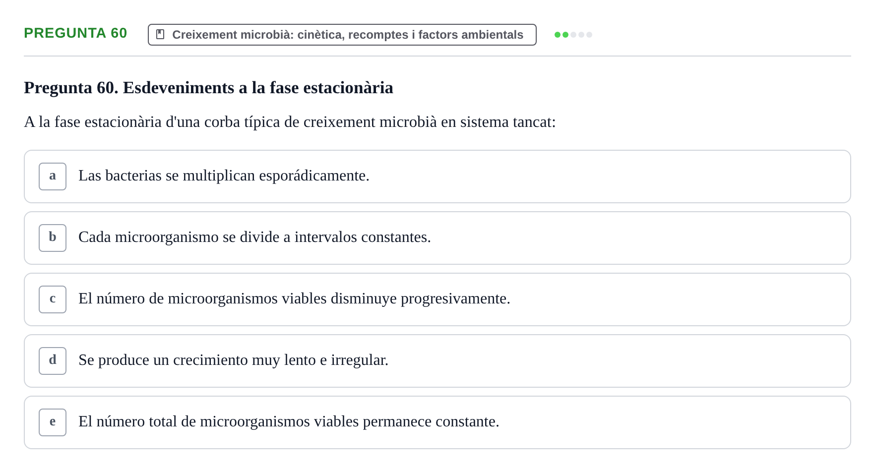 Enunciado: Pregunta 60 · Microbiología I UB Examen Segon Parcial. Microbiologia I