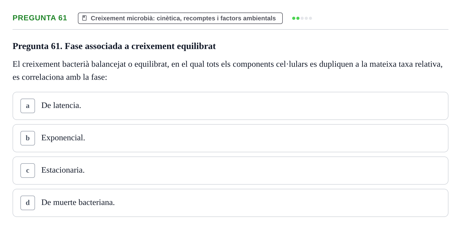 Enunciado: Pregunta 61 · Microbiología I UB Examen Segon Parcial. Microbiologia I