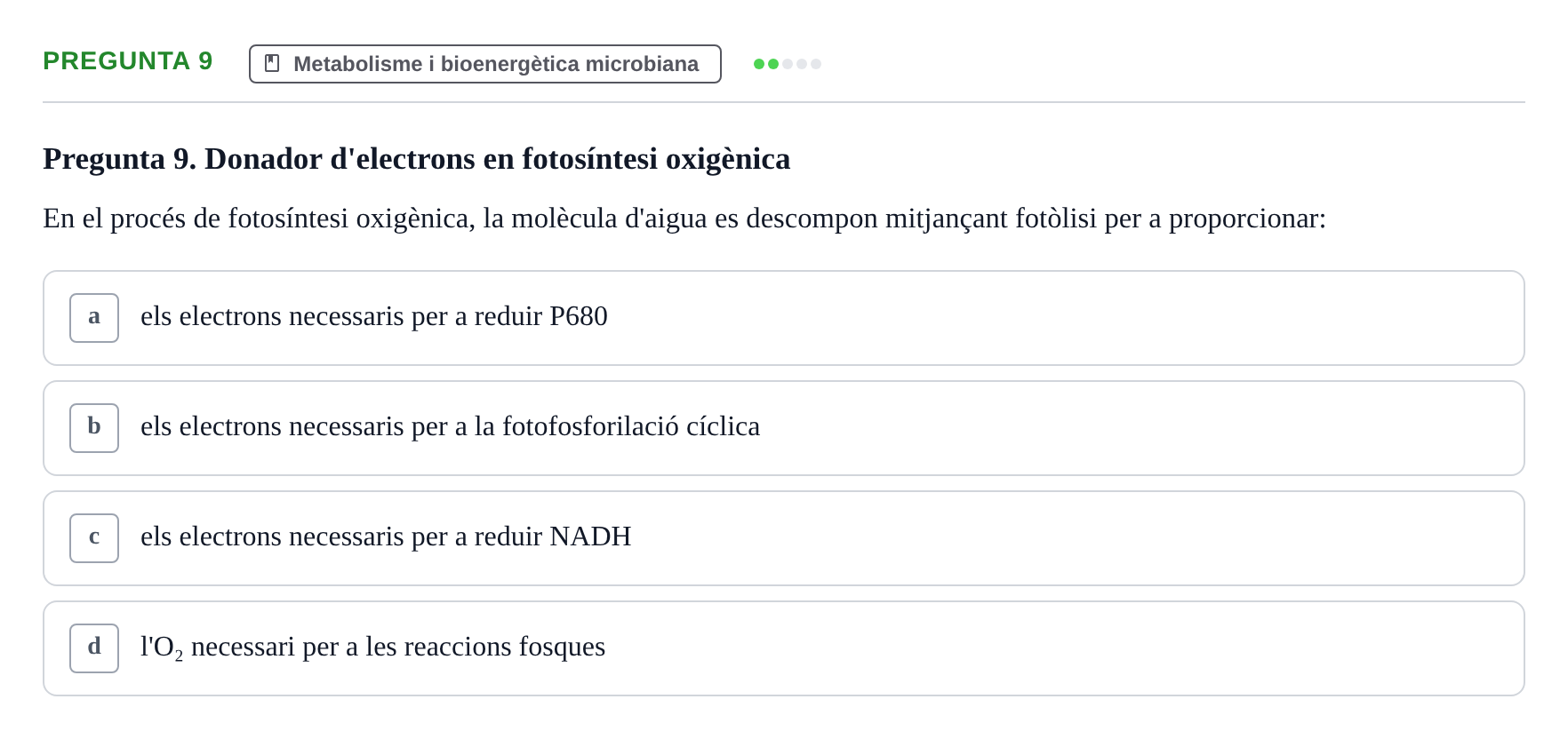 Enunciado: Pregunta 9 · Microbiología I UB Examen Segon Parcial. Microbiologia I