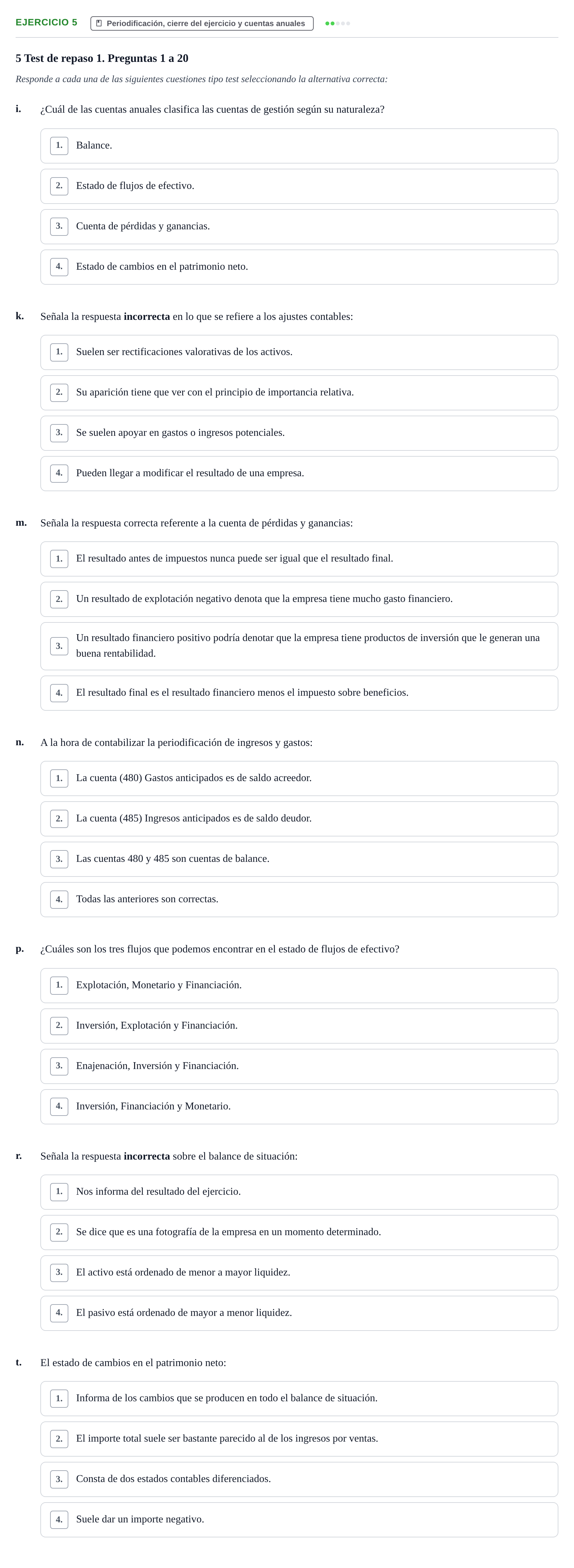 Enunciado: Ejercicio 5 - Periodificación, cierre del ejercicio y cuent… · Introducción a las Finanzas y a la Contabilidad UB 2015