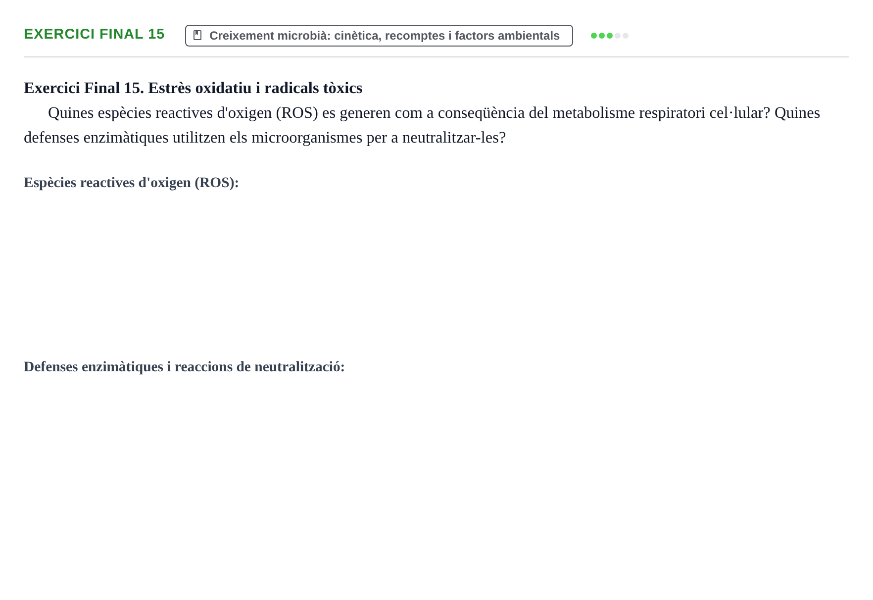 Enunciado: Exercici Final 15 · Microbiología I UB Recull de preguntes d'examen resoltes: Microbiologia I