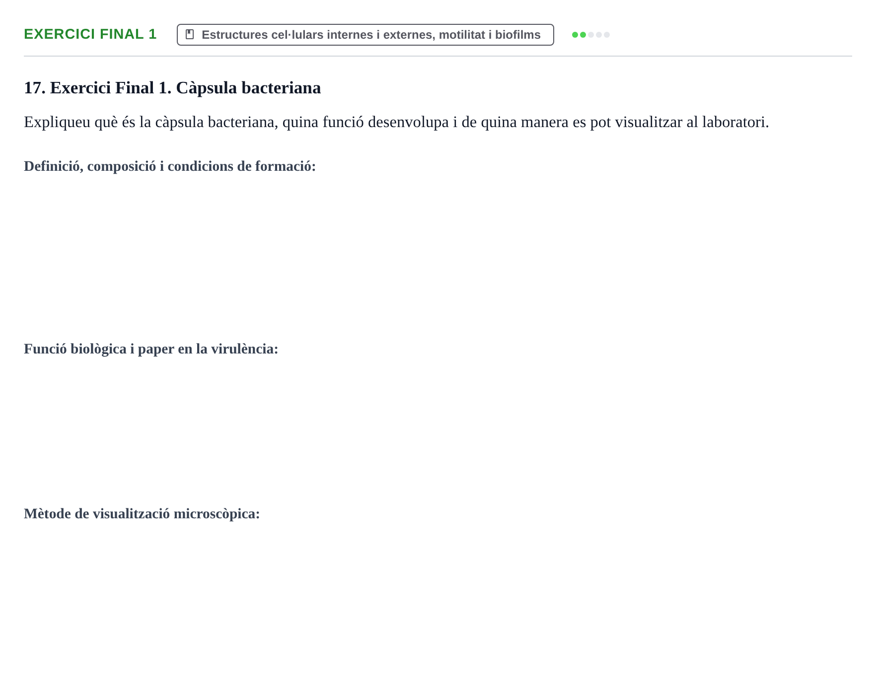 Enunciado: Exercici Final 1 · Microbiología I UB Recull de preguntes d'examen resoltes: Microbiologia I