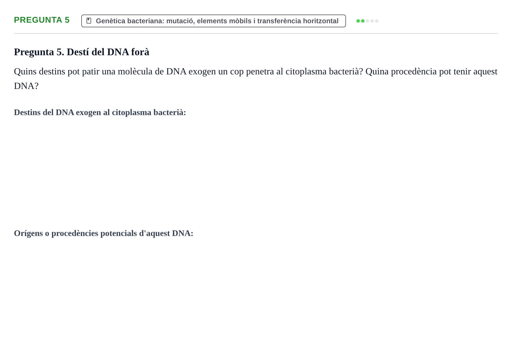 Enunciado: Pregunta 5 · Microbiología I UB Recull de preguntes d'examen resoltes: Microbiologia I