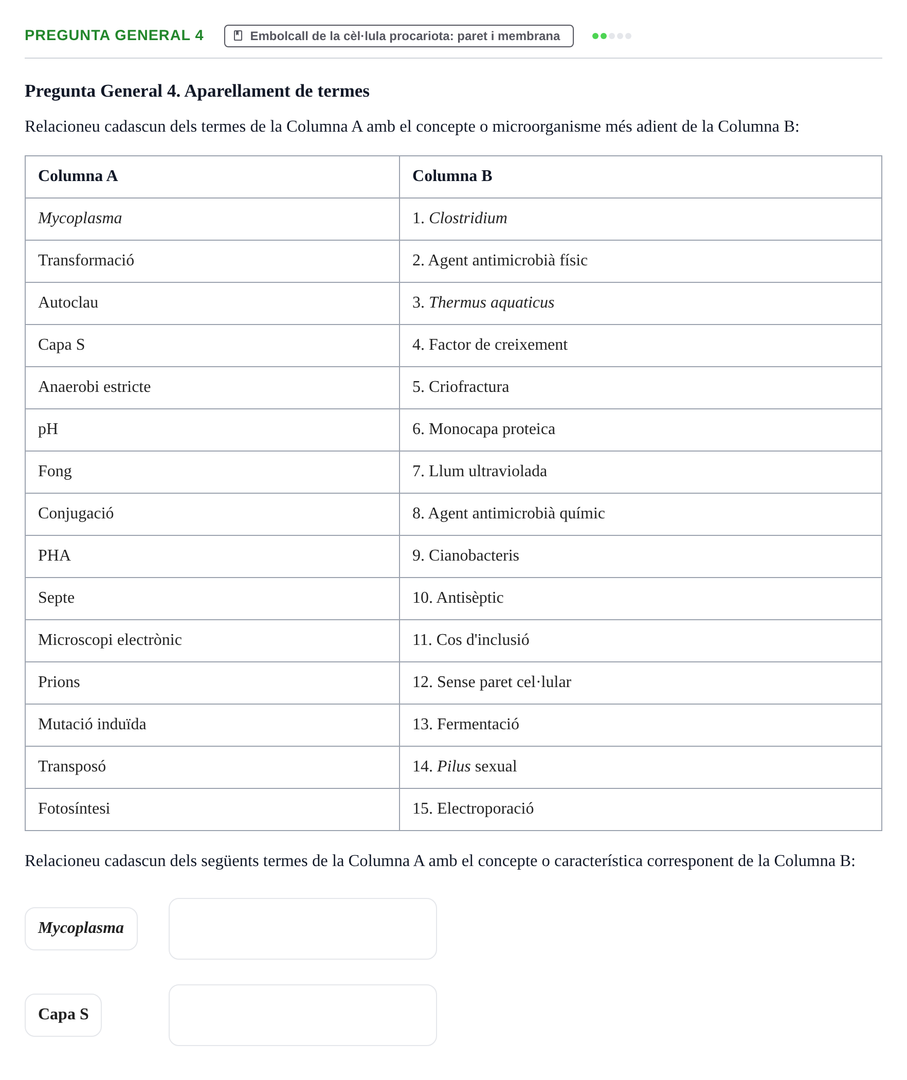 Enunciado: Pregunta General 4 - Embolcall de la cèl·lula pro… · Microbiología I UB Recull de preguntes d'examen resoltes: Microbiologia I