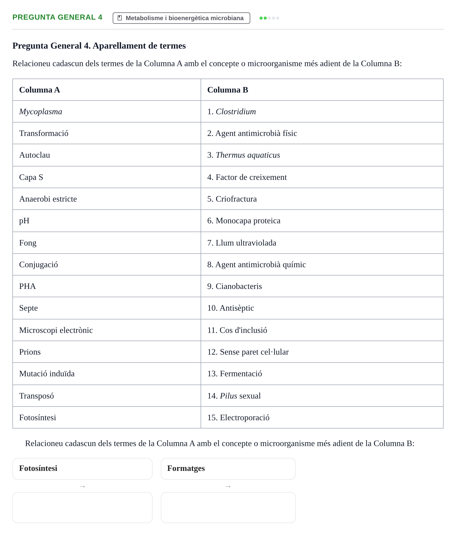 Enunciado: Pregunta General 4 - Metabolisme i bioenergètica… · Microbiología I UB Recull de preguntes d'examen resoltes: Microbiologia I