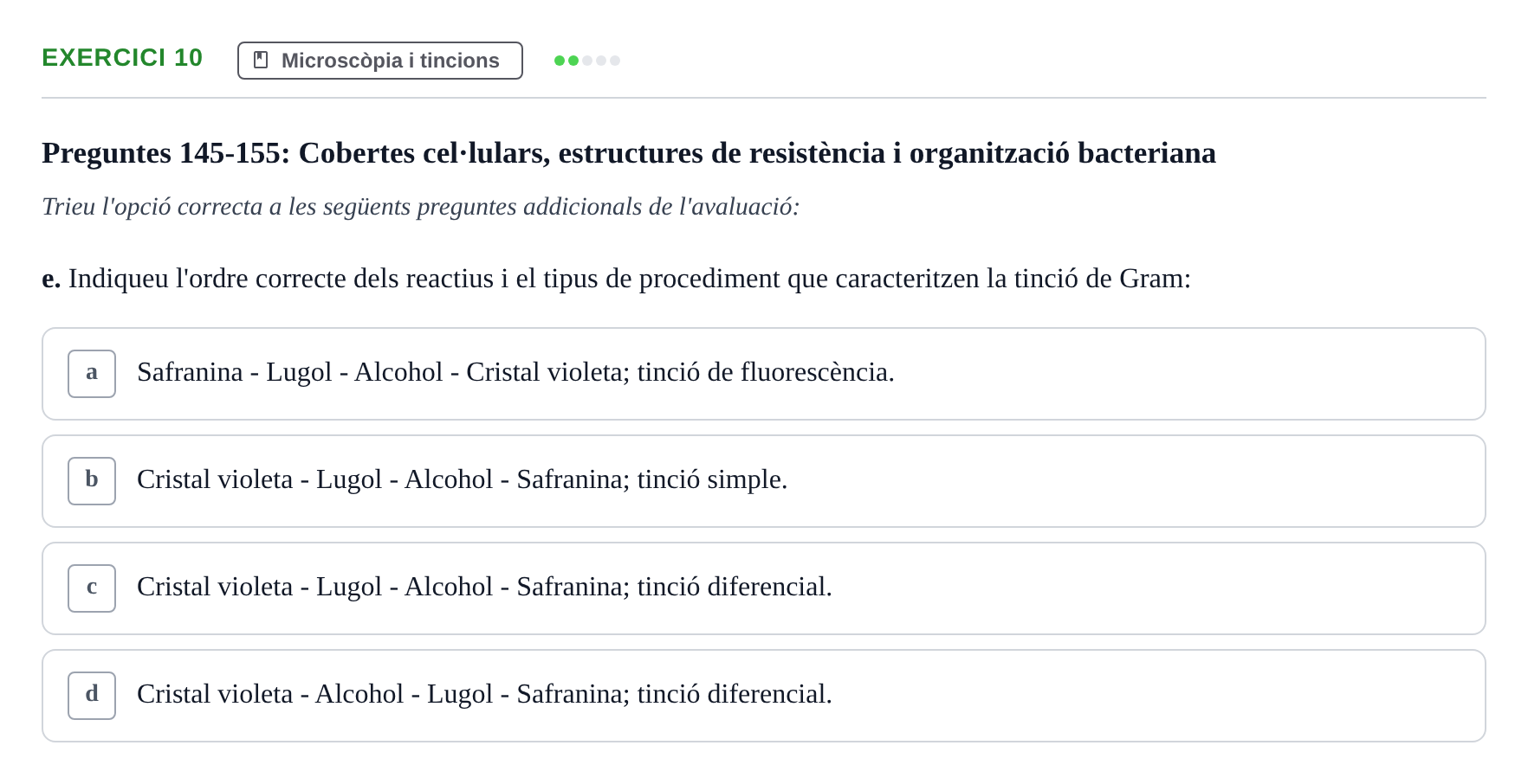 Enunciado: Ejercicio 10 - Microscòpia i tincions · Microbiología I UB Banc d'Avaluació Global de Microbiologia