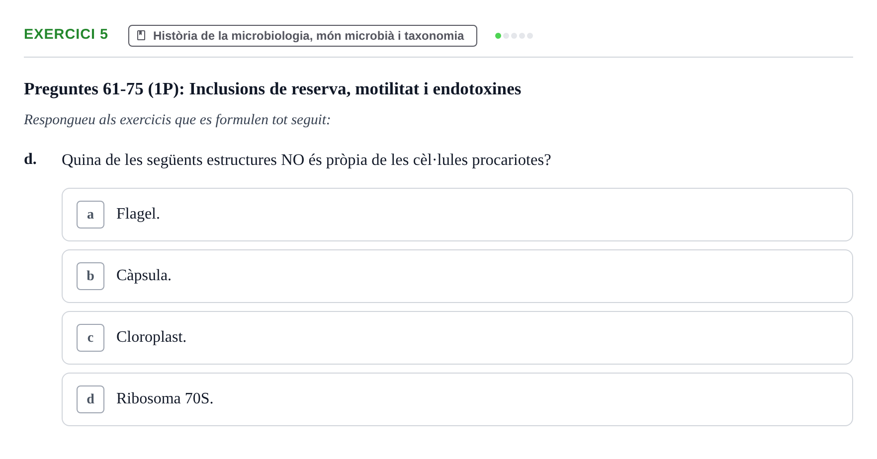 Enunciado: Ejercicio 5 - Història de la microbiologia, món microbià i… · Microbiología I UB Banc d'Avaluació Global de Microbiologia