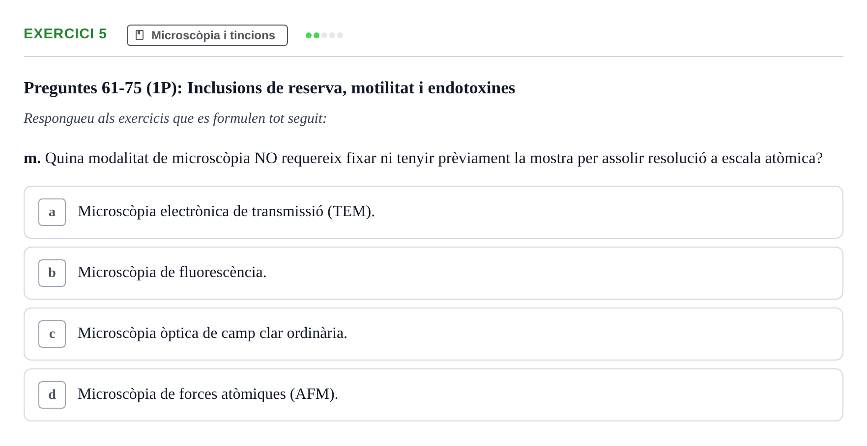 Enunciado: Ejercicio 5 - Microscòpia i tincions · Microbiología I UB Banc d'Avaluació Global de Microbiologia
