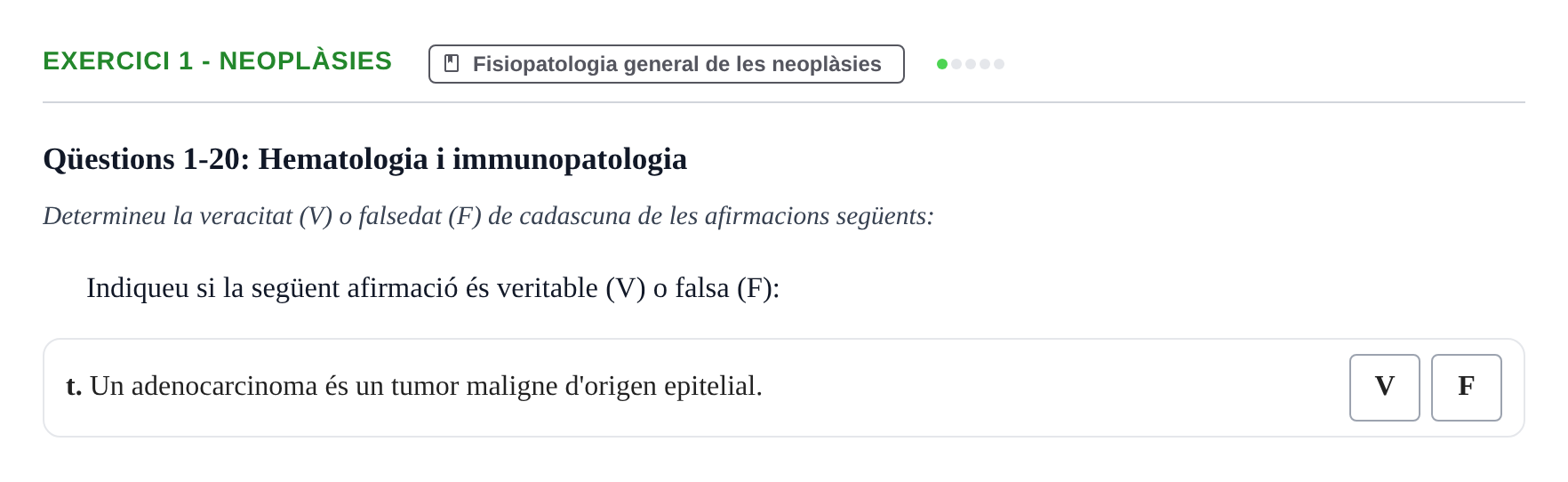 Enunciado: Ejercicio 1 - Neoplàsies · Fisiología y Fisiopatología II UB Juny 2016