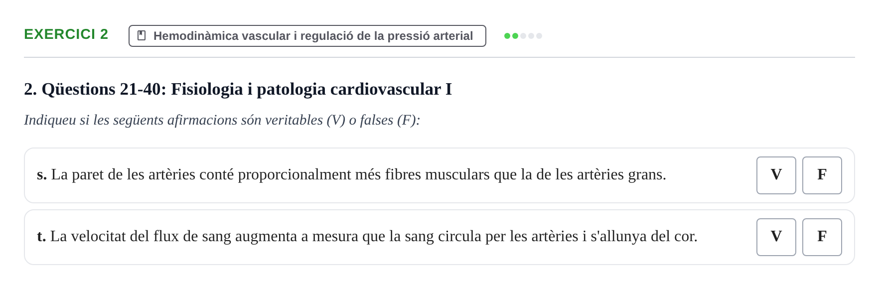Enunciado: Ejercicio 2 - Hemodinàmica vascular · Fisiología y Fisiopatología II UB Juny 2016