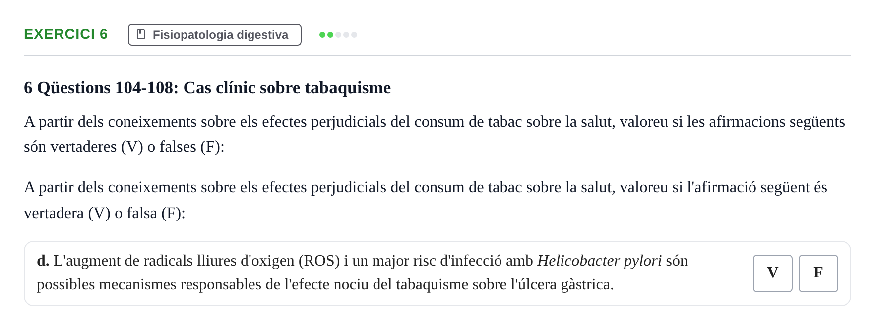 Enunciado: Ejercicio 6 - Fisiopatologia digestiva · Fisiología y Fisiopatología II UB Juny 2016
