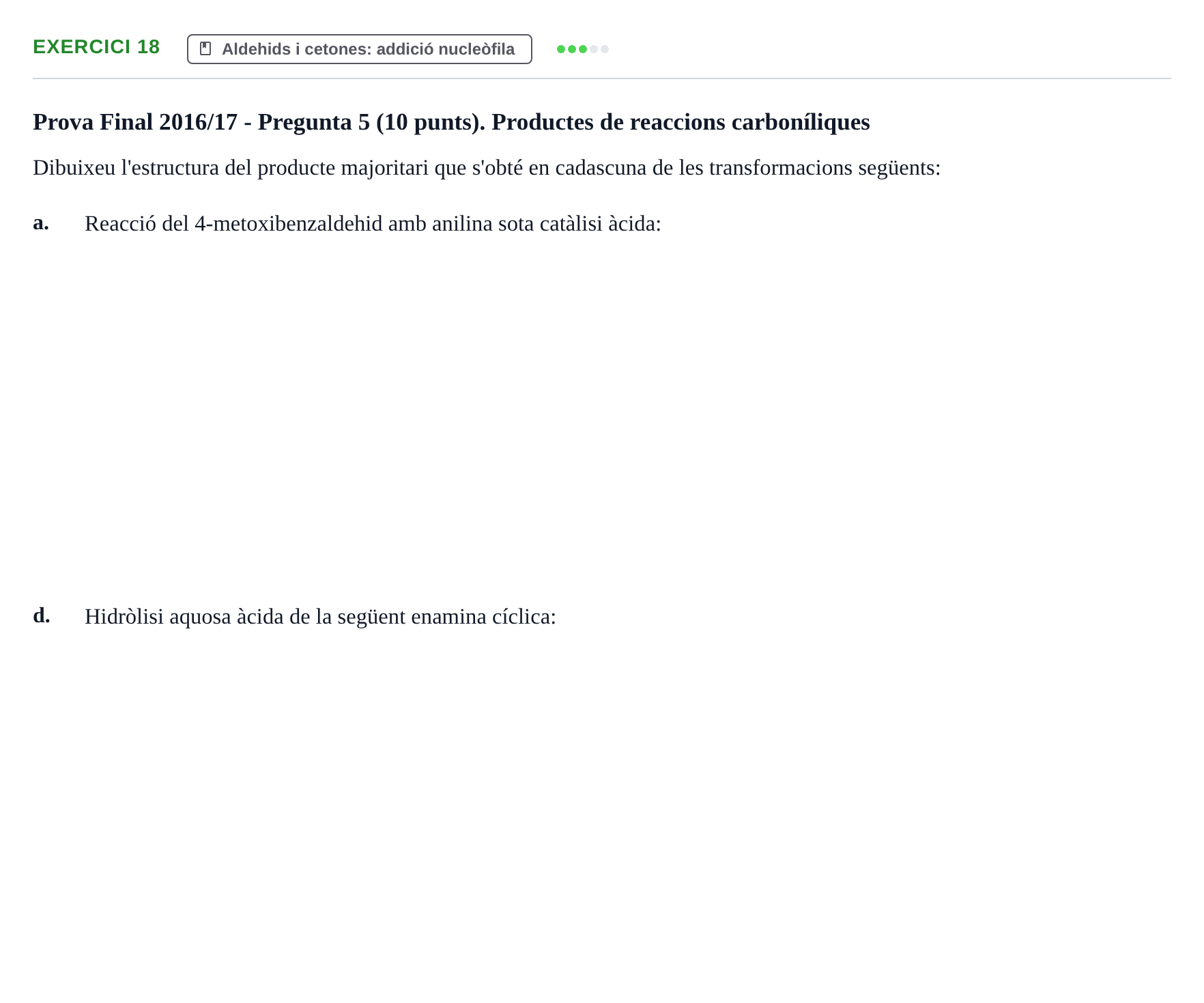 Enunciado: Ejercicio 18 - Aldehids i cetones · Química Orgánica II UB 2014