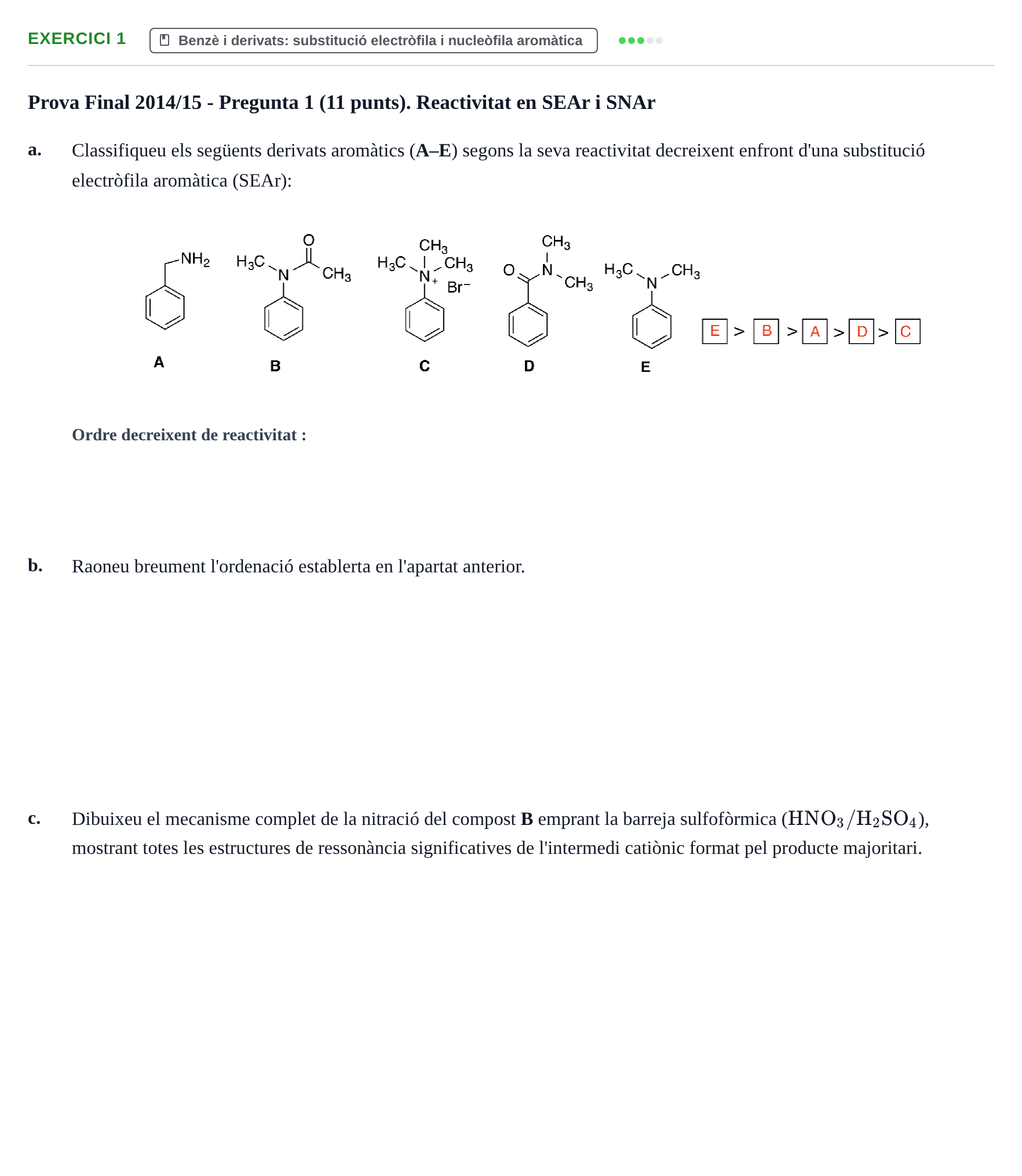 Enunciado: Ejercicio 1 - Benzè i derivats · Química Orgánica II UB 2014