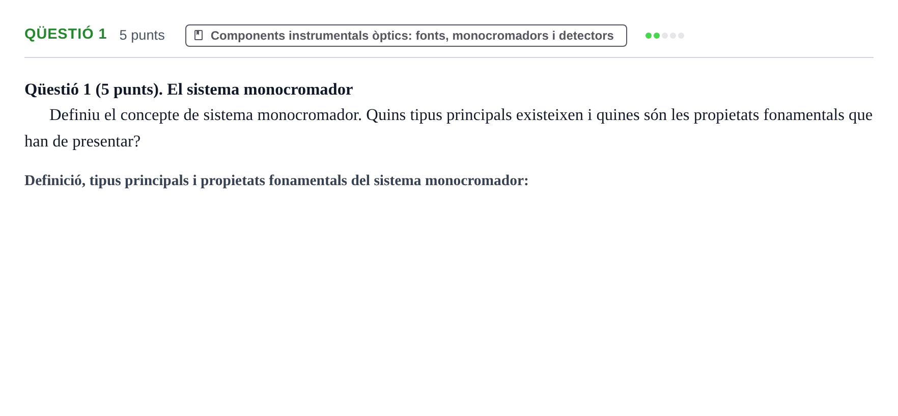 Enunciado: Ejercicio Qüestió 1 · Técnicas Instrumentales UB 2017