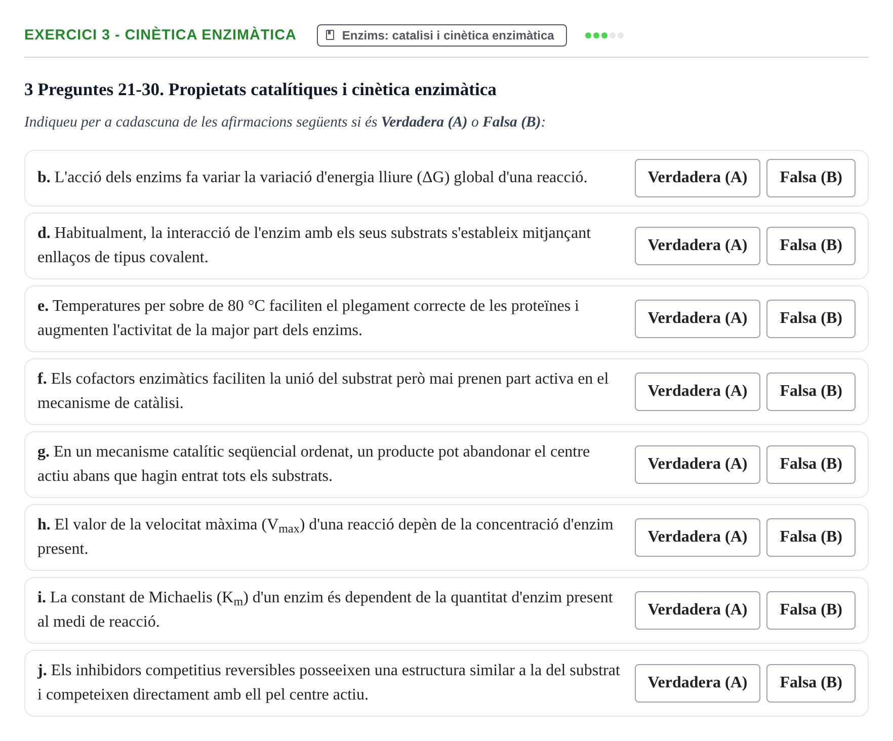 Enunciado: Ejercicio 3 - Cinètica enzimàtica · Bioquímica UB 2023