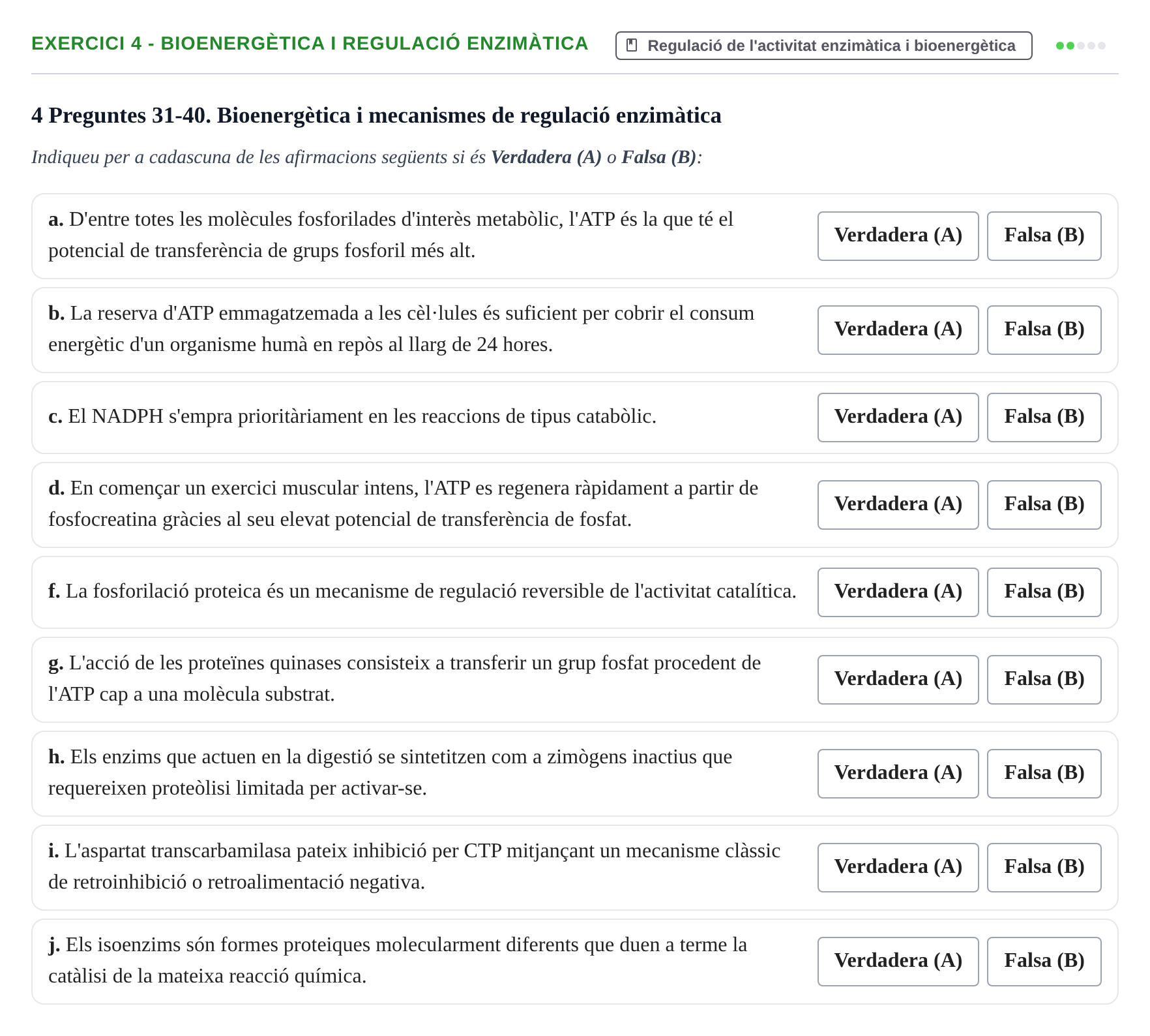 Enunciado: Ejercicio 4 - Bioenergètica i regulació enzimàtica · Bioquímica UB 2023