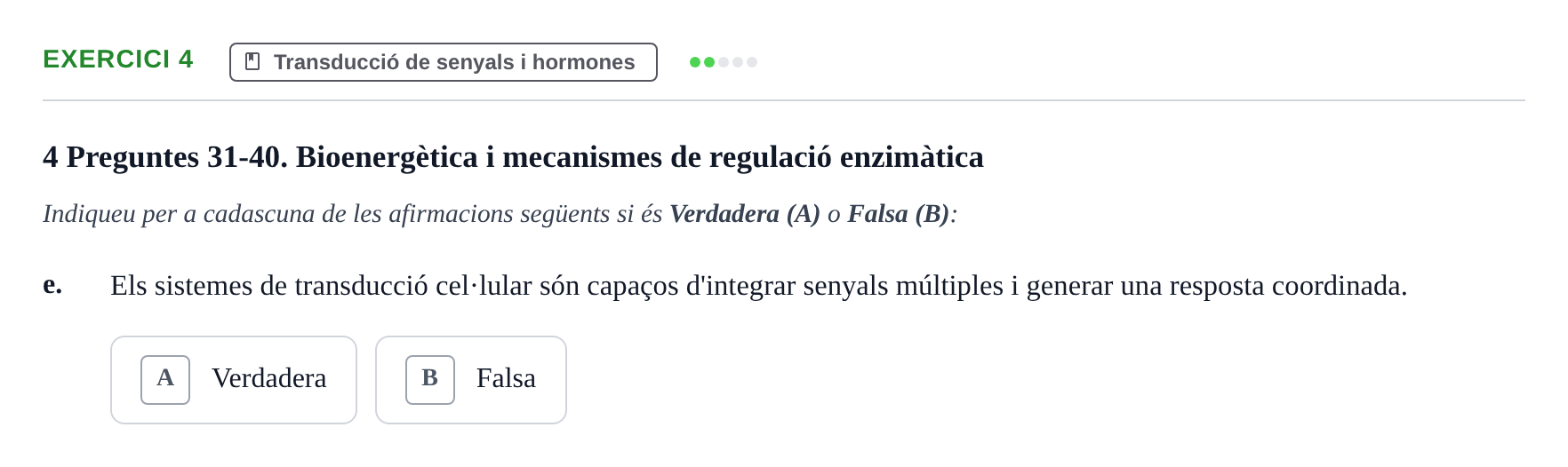 Enunciado: Ejercicio 4 - Transducció de senyals · Bioquímica UB 2023