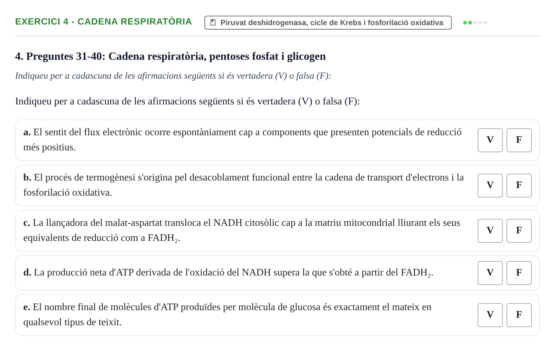 Enunciado: Ejercicio 4 - Cadena respiratòria · Bioquímica UB 2024
