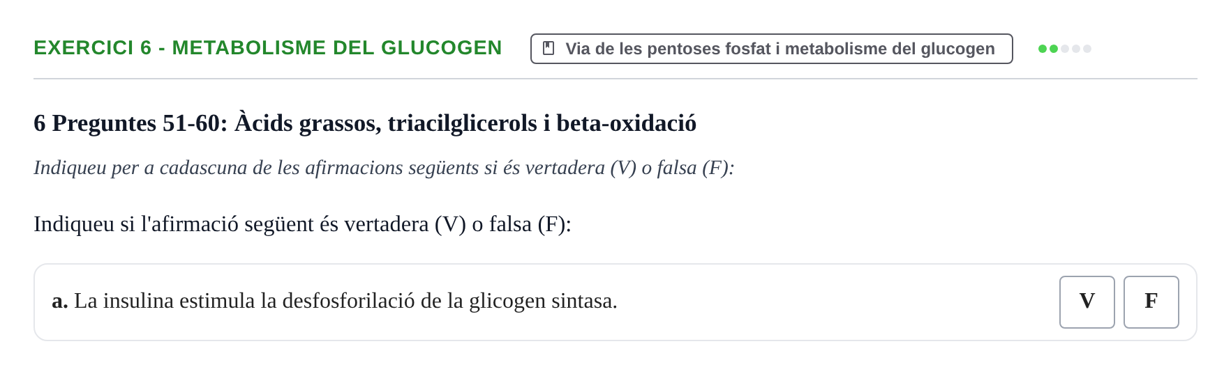 Enunciado: Ejercicio 6 - Metabolisme del glucogen · Bioquímica UB 2024