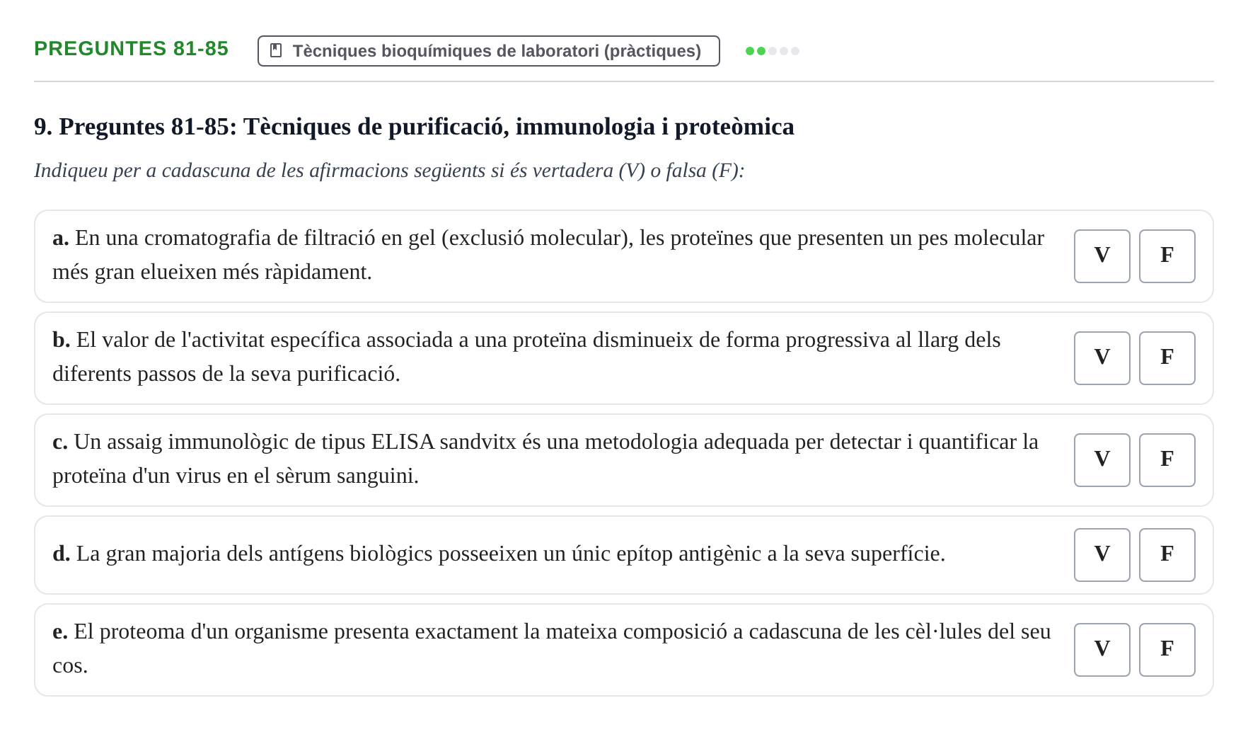 Enunciado: Ejercicio Preguntes 81-85 · Bioquímica UB 2024