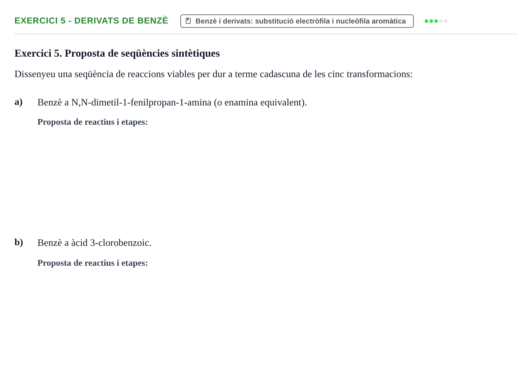 Enunciado: Exercici 5 - Derivats de benzè · Química Orgánica II UB 2015