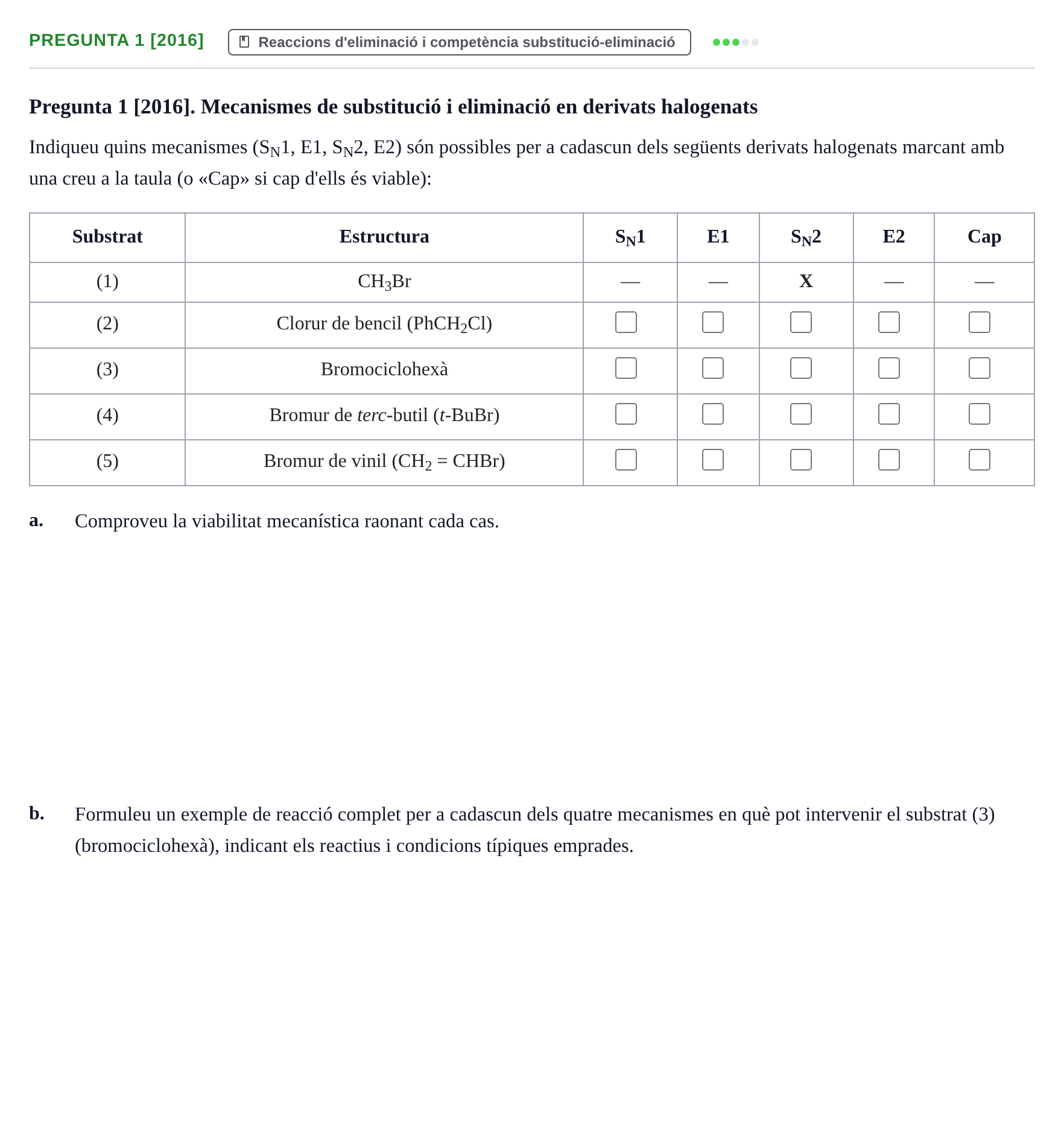 Enunciado: Pregunta 1 [2016] · Química Orgánica II UB 2015