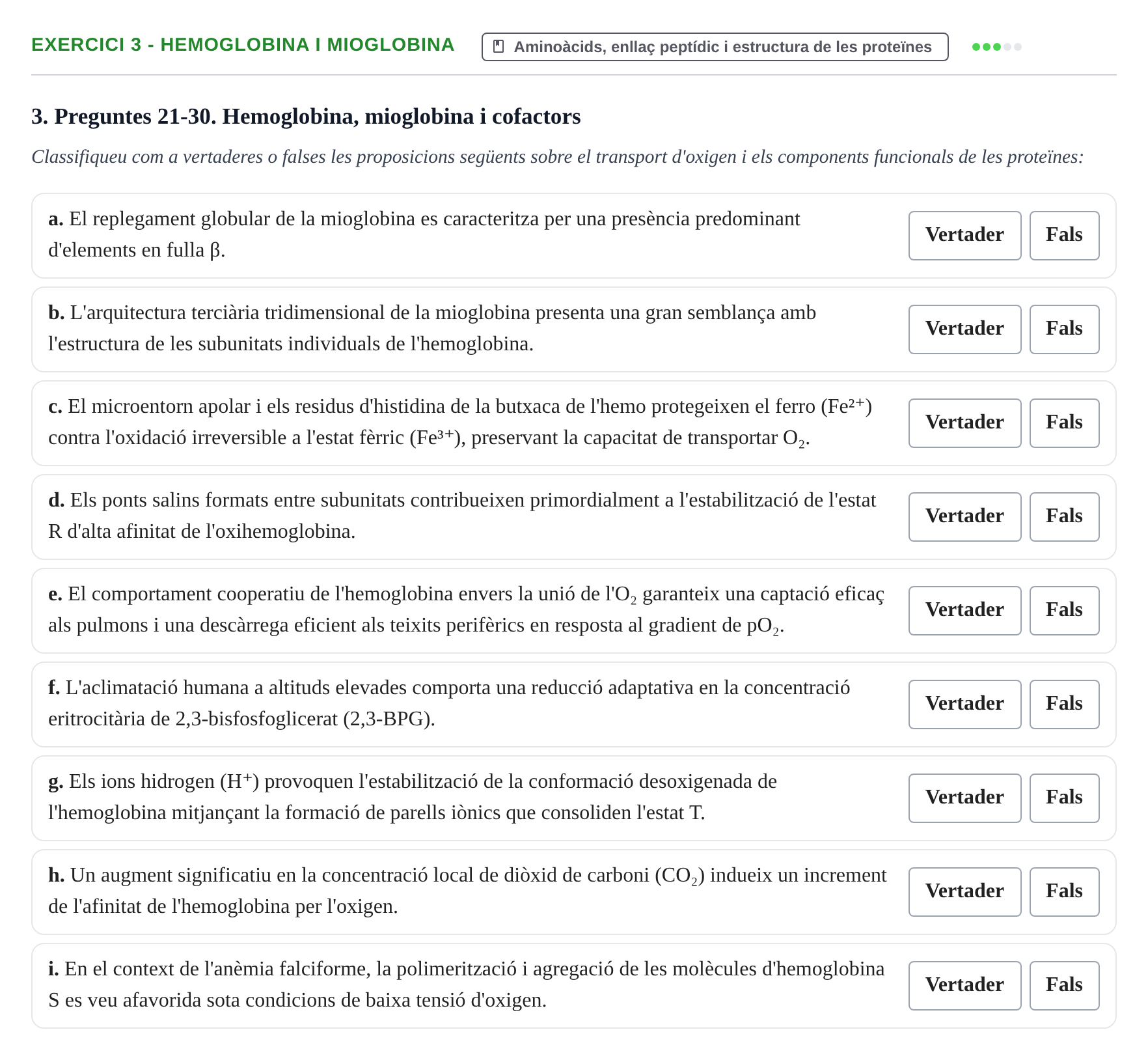 Enunciado: Ejercicio 3 - Hemoglobina i mioglobina · Bioquímica UB 2017