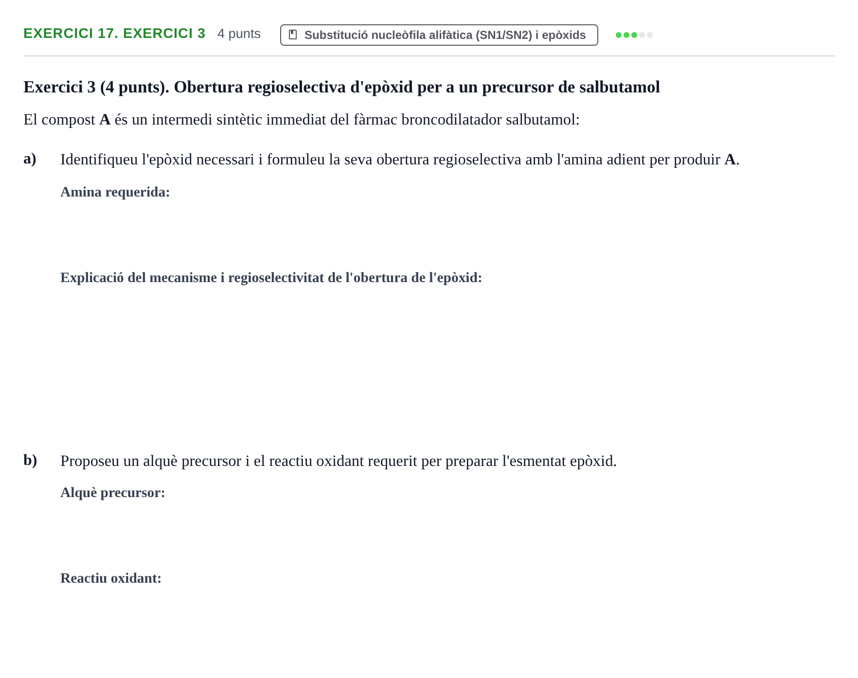 Enunciado: Ejercicio 17. Exercici 3 · Química Orgánica II UB 2014
