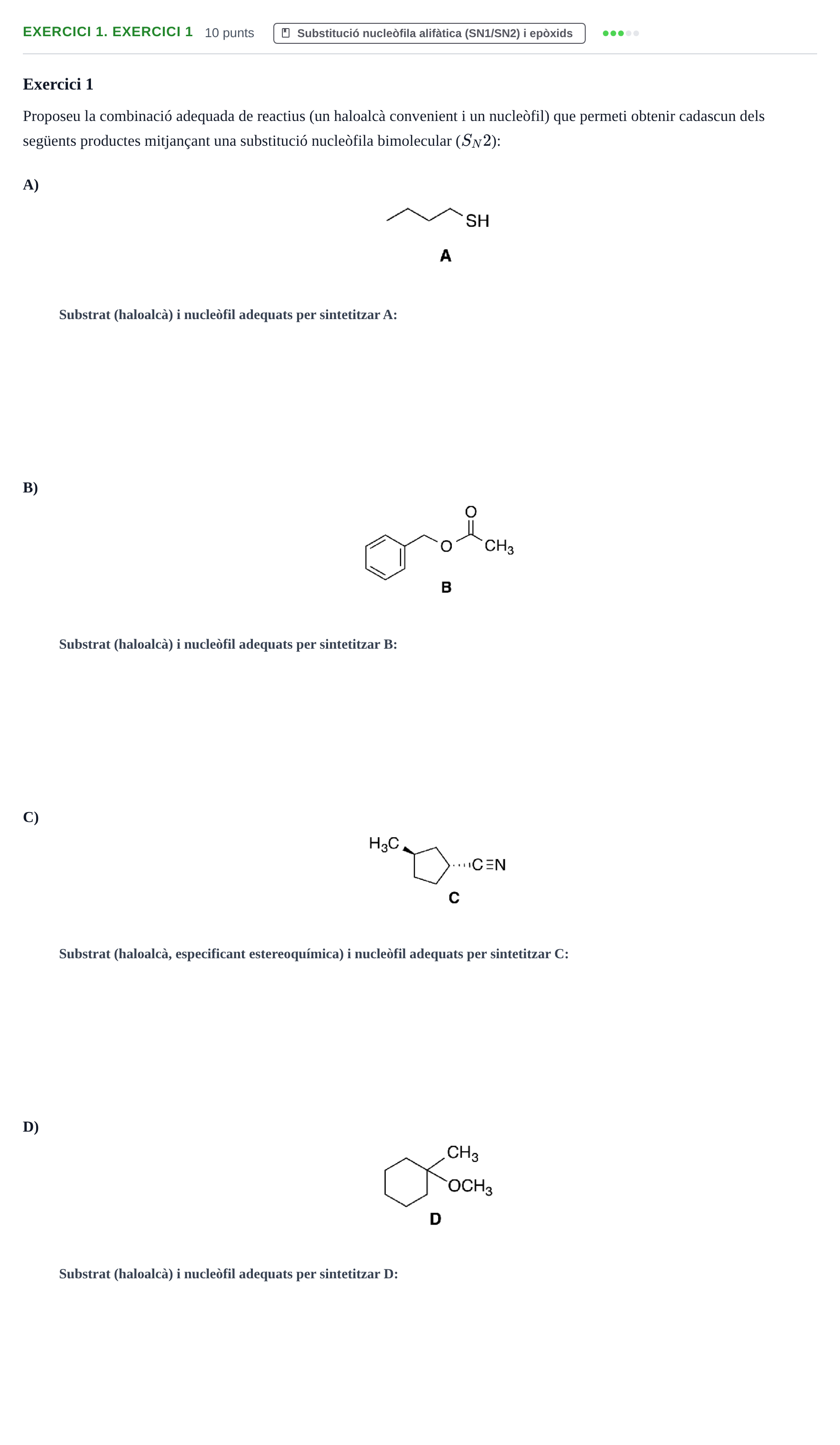 Enunciado: Ejercicio 1. Exercici 1 · Química Orgánica II UB 2014