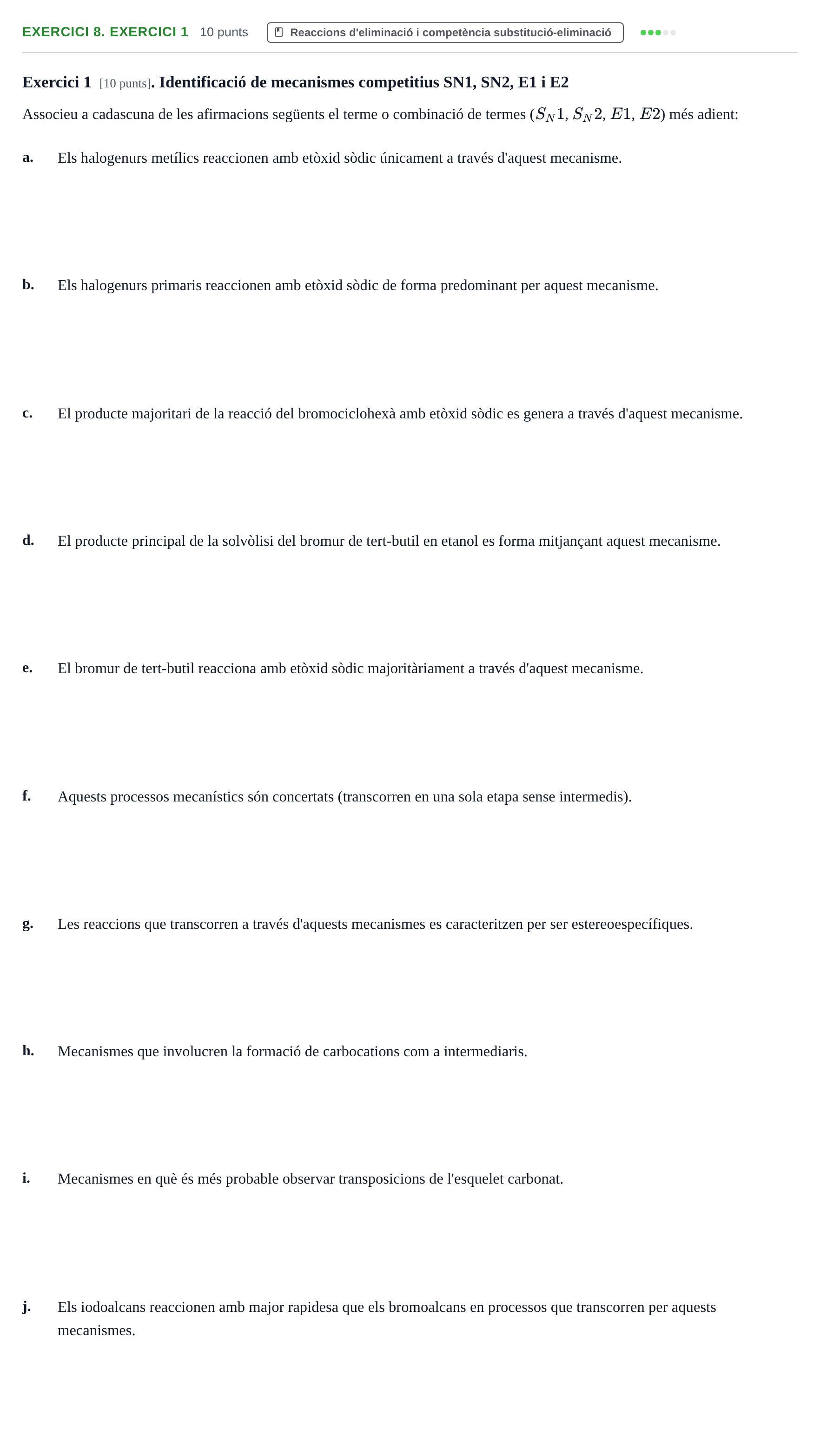 Enunciado: Ejercicio 8. Exercici 1 · Química Orgánica II UB 2014