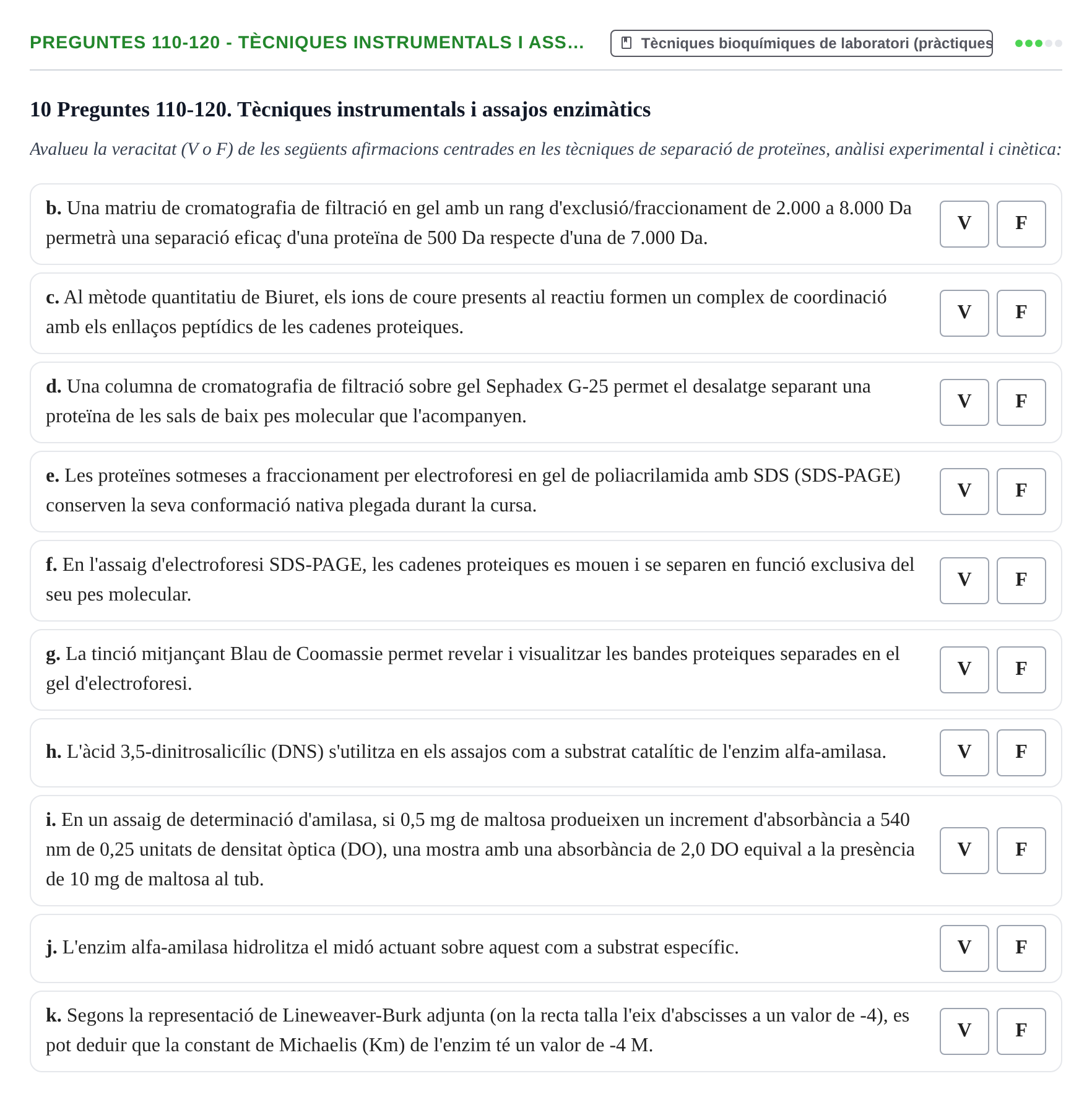 Enunciado: Ejercicio Preguntes 110-120 - Tècniques instrumentals i ass… · Bioquímica UB 2015