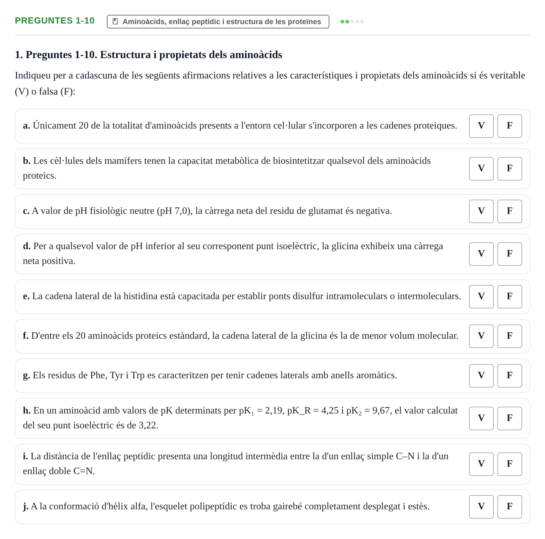 Enunciado: Ejercicio Preguntes 1-10 · Bioquímica UB 2015