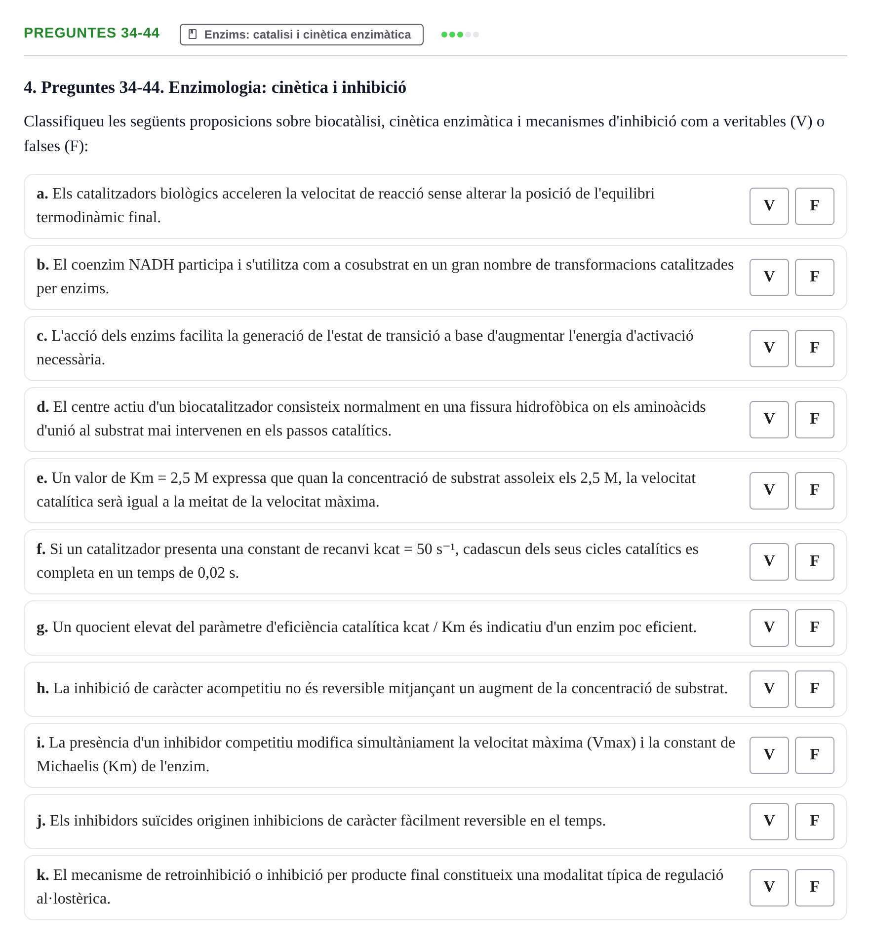 Enunciado: Ejercicio Preguntes 34-44 · Bioquímica UB 2015