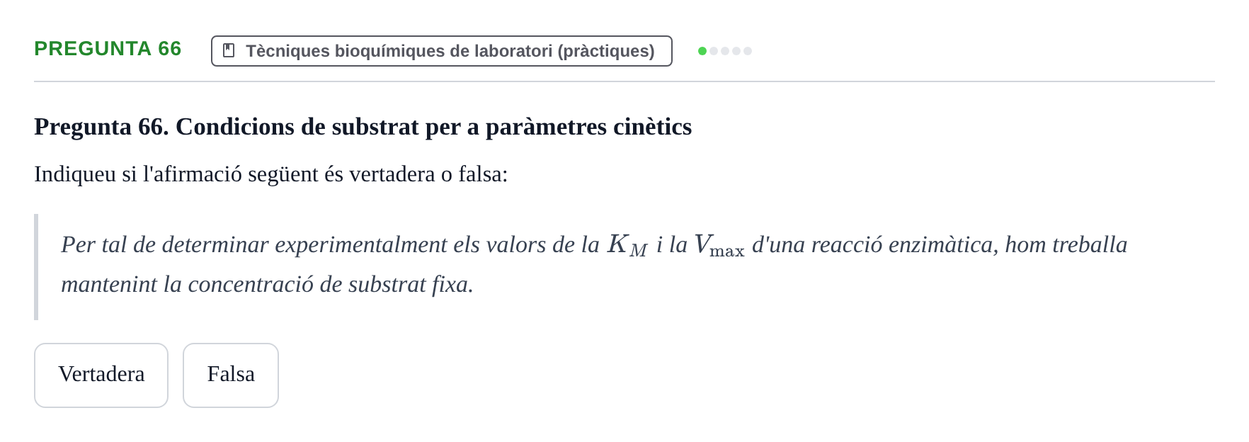 Enunciado: Pregunta 66 · Bioquímica UB 2018