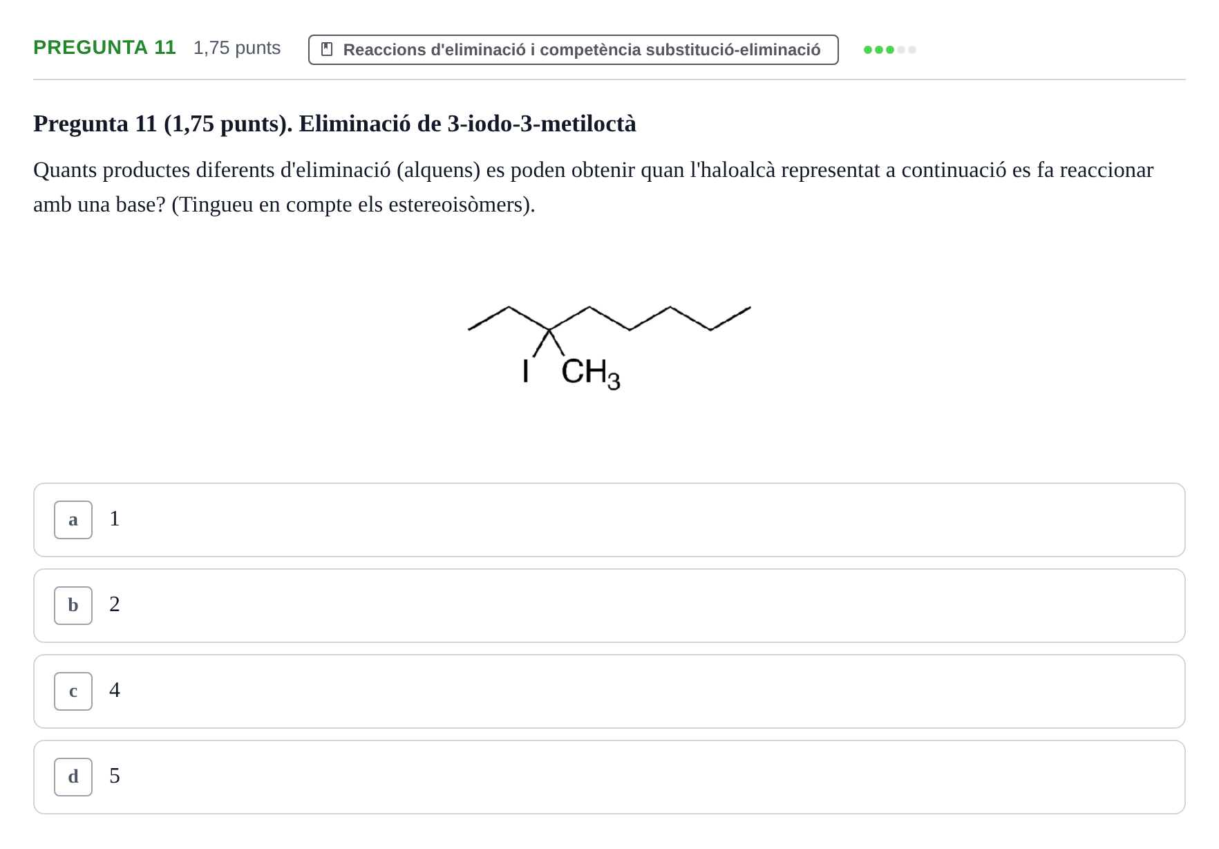 Enunciado: Pregunta 11 · Química Orgánica II UB Examen Parcial de Química Orgànica II