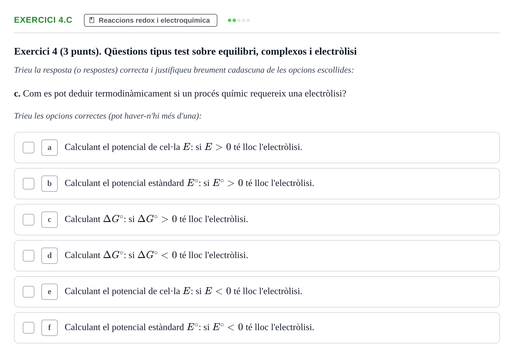 Enunciado: Exercici 4.c · Química UB 2015