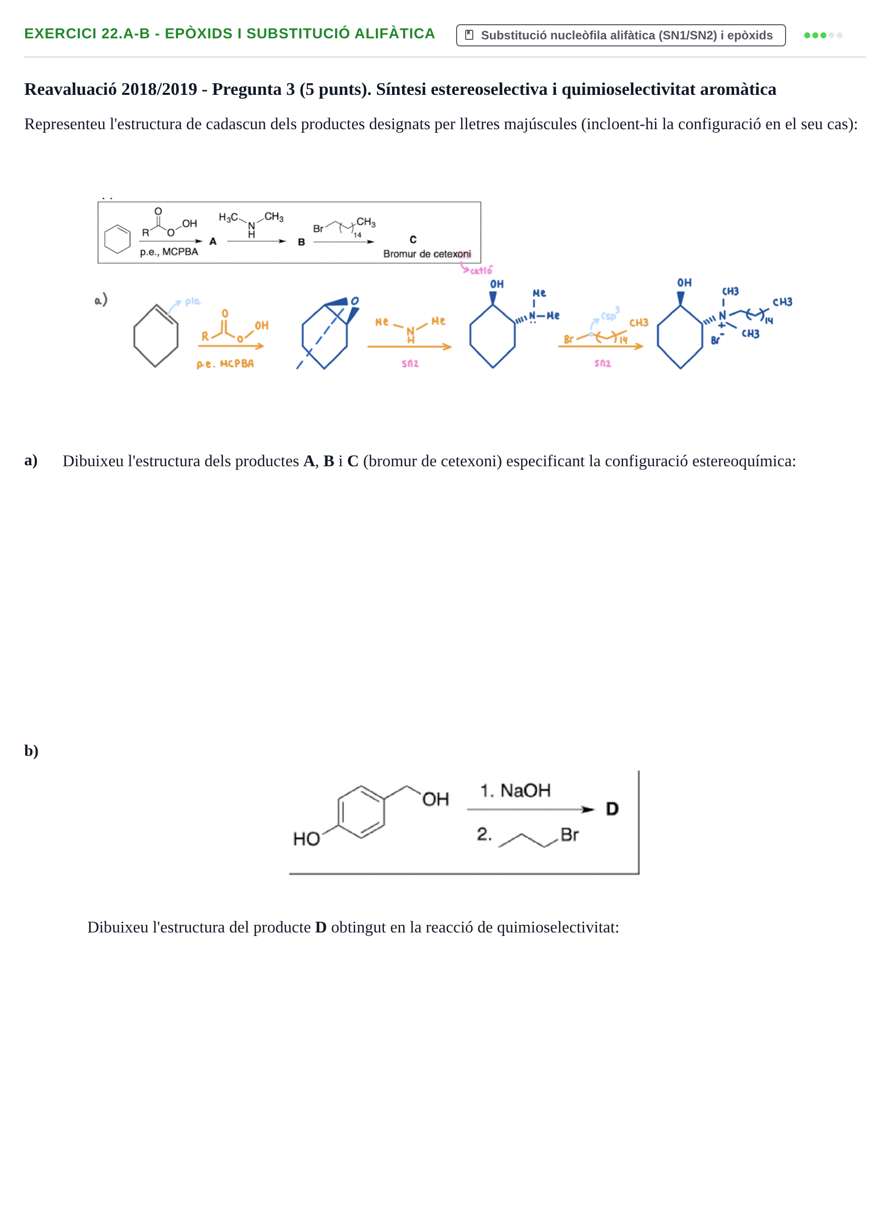 Enunciado: Ejercicio 22.a-b - Epòxids i substitució alifàtica · Química Orgánica II UB 2018