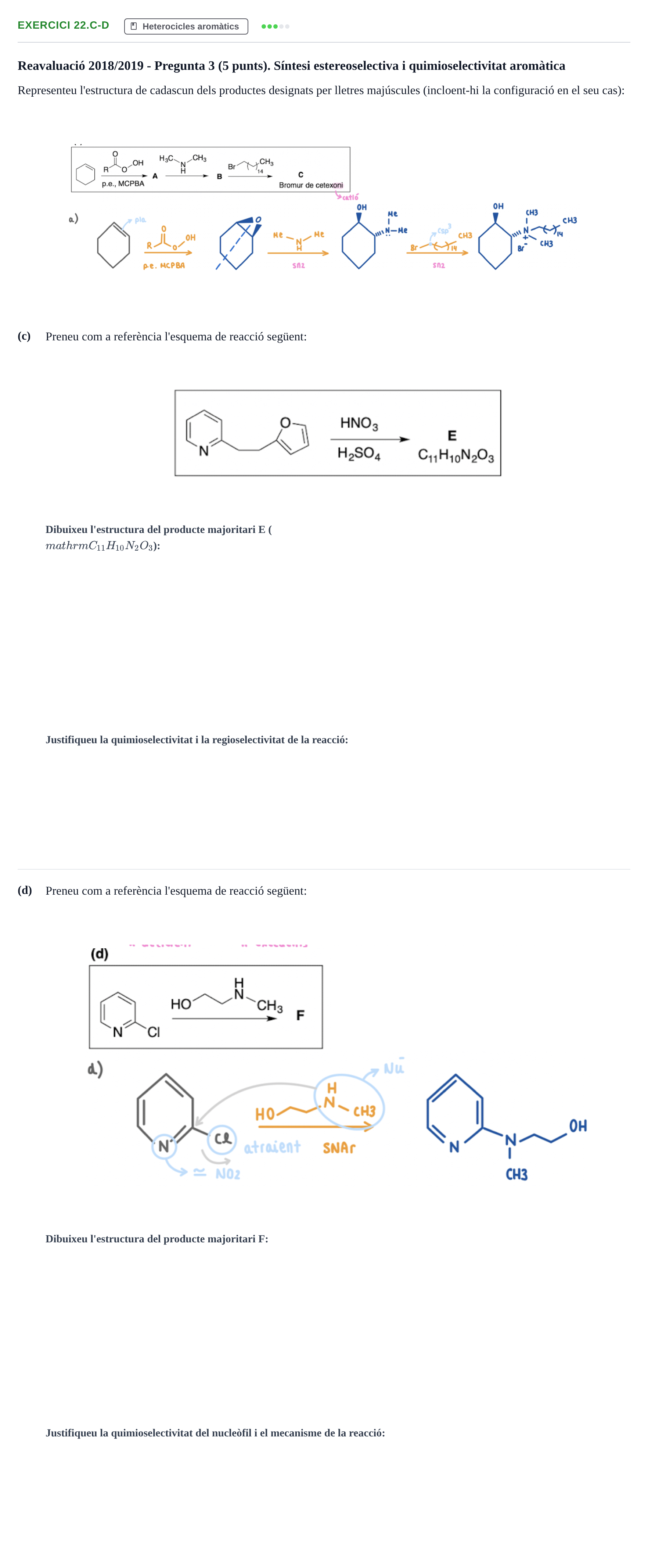 Enunciado: Ejercicio 22.c-d - Heterocicles aromàtics · Química Orgánica II UB 2018
