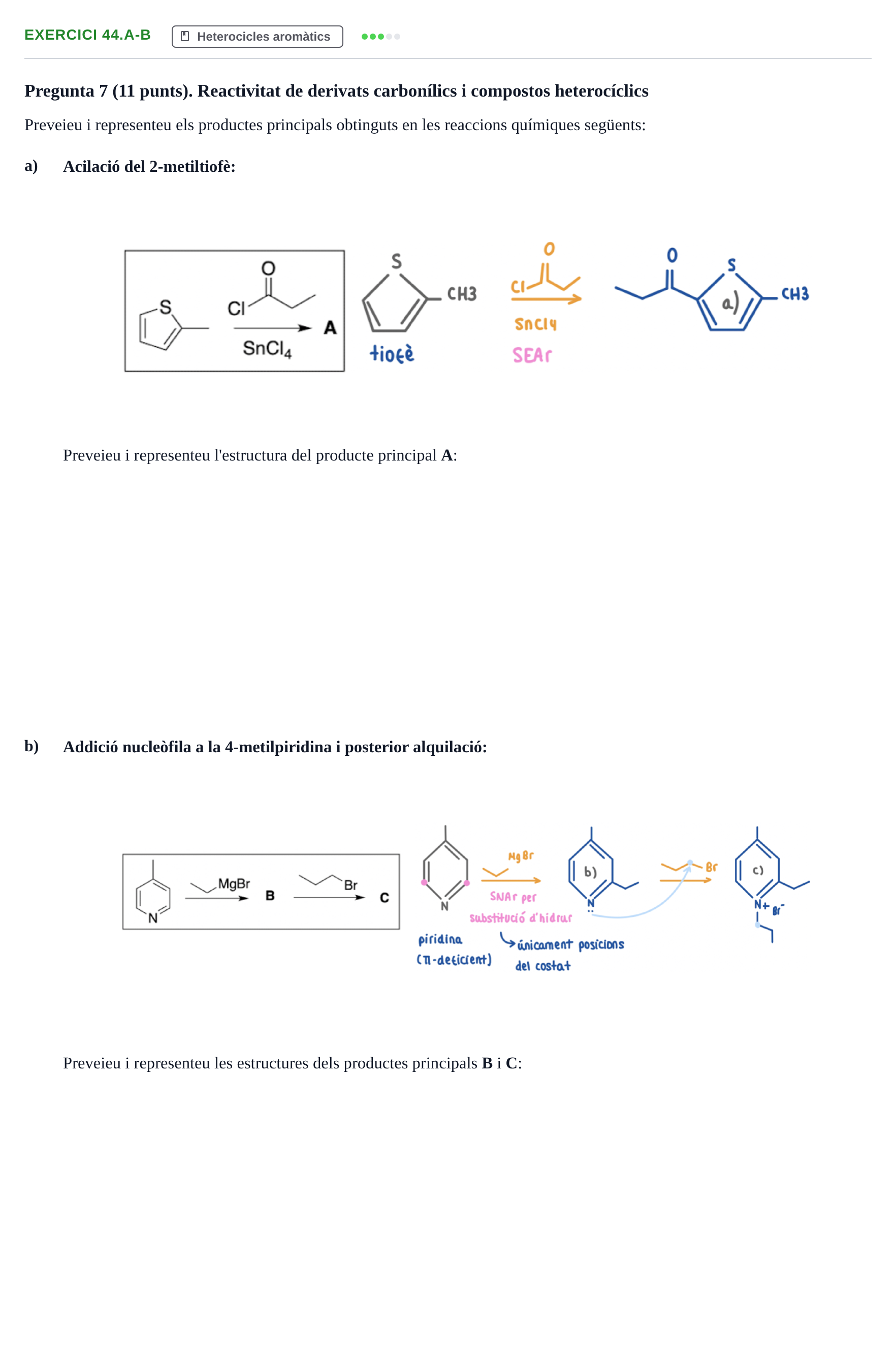Enunciado: Ejercicio 44.a-b - Heterocicles aromàtics · Química Orgánica II UB 2018